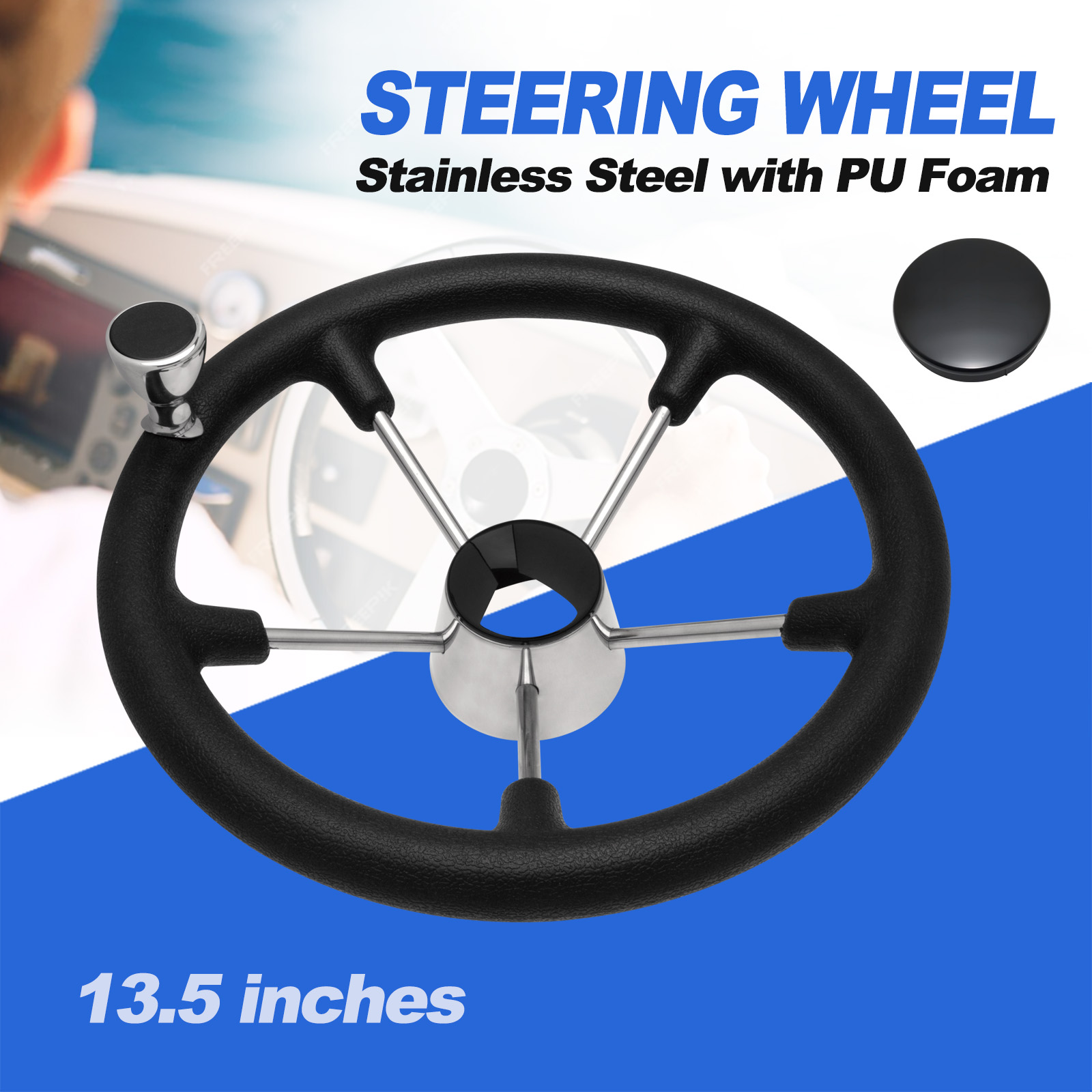 13.5’’ 5-Spoke Stainless Steel - đánh giá và giá Fishing Boat Steering Wheel