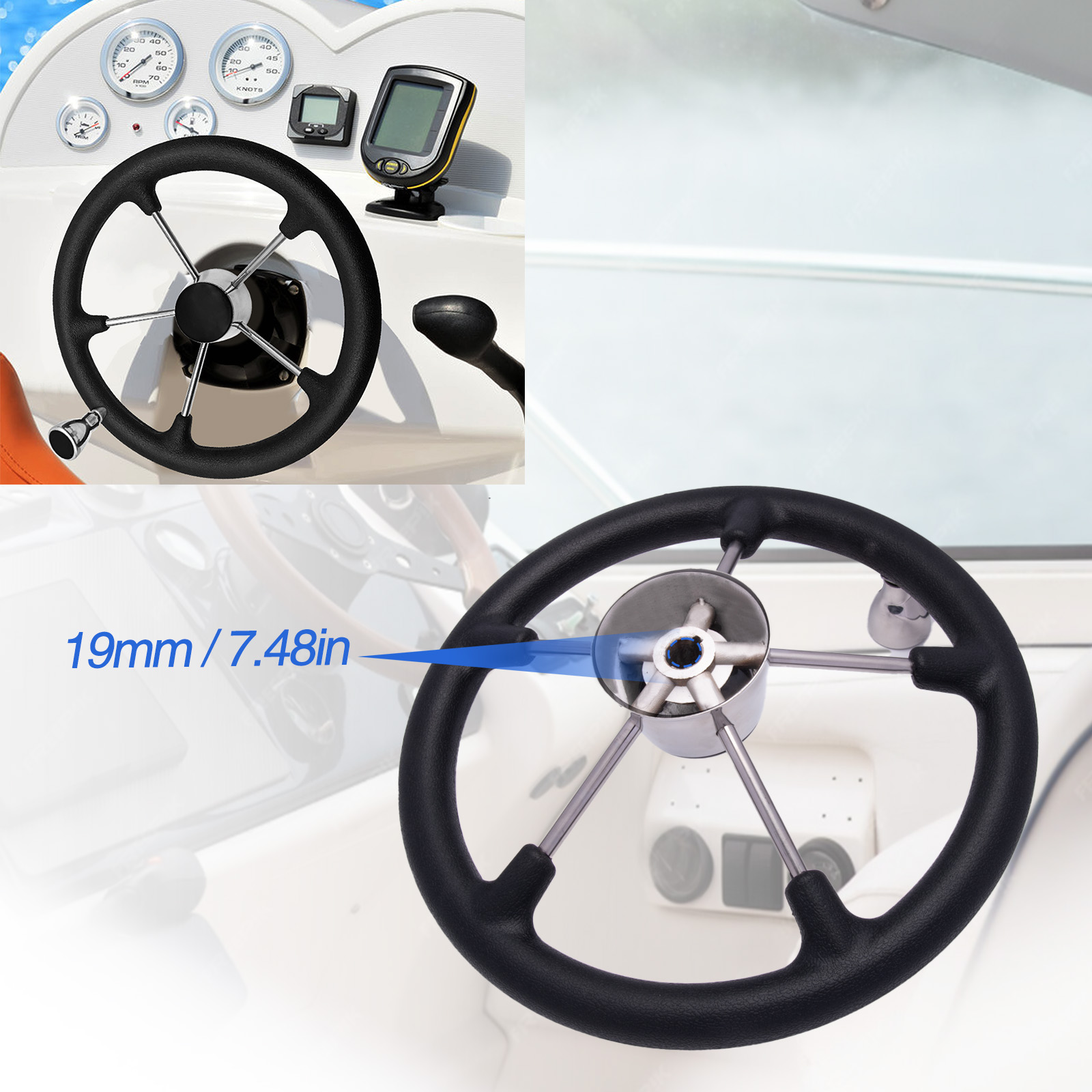 13.5’’ 5-Spoke Stainless Steel - đánh giá và giá Fishing Boat Steering Wheel