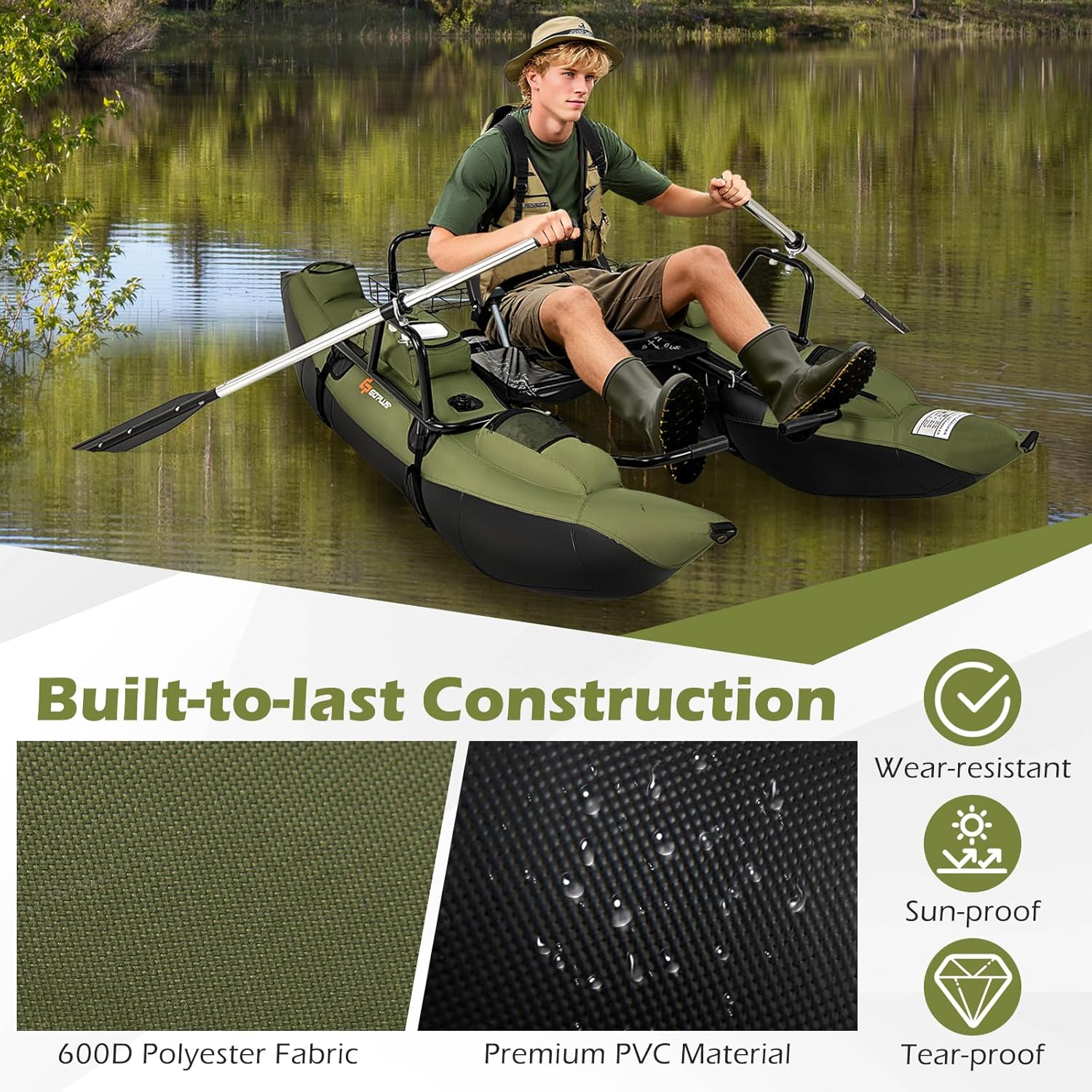 Adult Inflatable Belly Boat wi - đánh giá và giá Fishing Boat Paddle