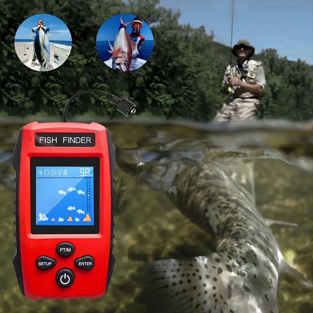Color LCD Fish Finder Wired So - đánh giá và giá Fishing Boat Depth Finder
