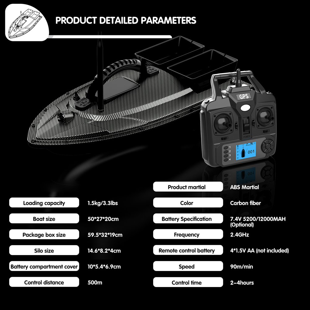 V070 12000mAh/5200mAh RC Bait  - đánh giá và giá Fishing Boat Gps