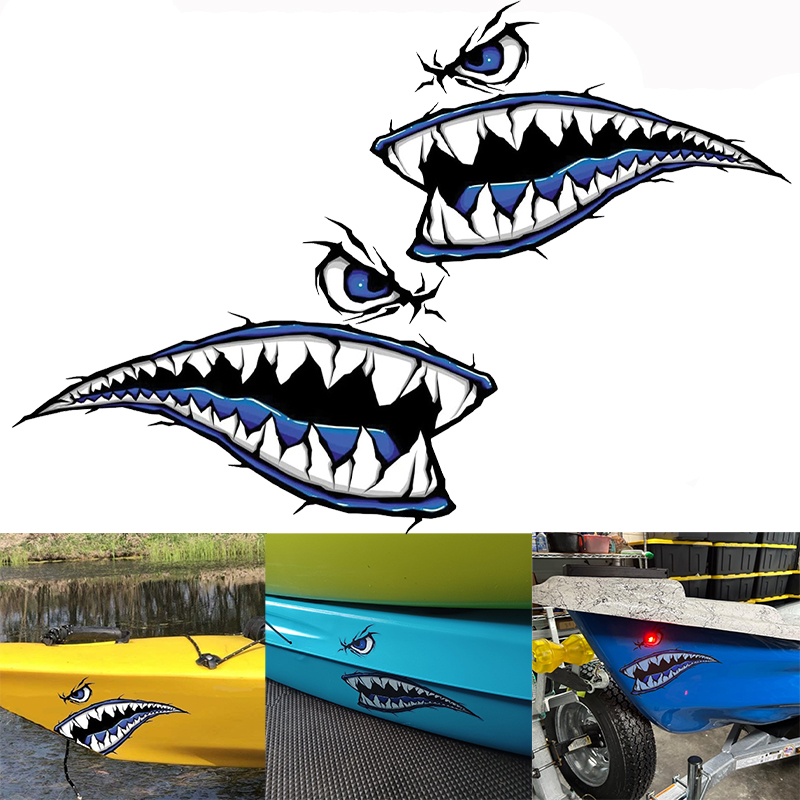 2PCS Shark Teeth Mouth Boat St - đánh giá và giá Fishing Boat Trailer